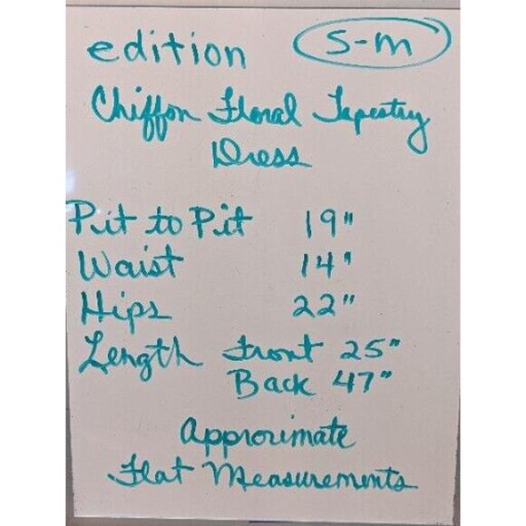 Y2K Chiffon Tapestry Slip Dress M Peach Floral Draped Pleats Hi-Lo Cottagecore - Picture 12 of 12